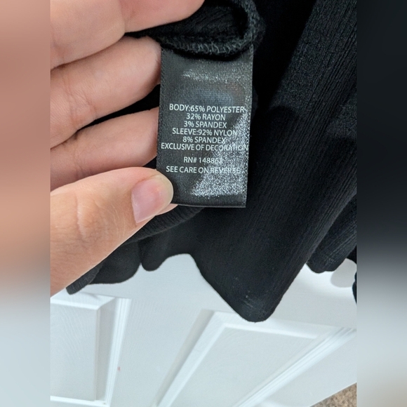 Torrid Fabric Mix Textured Jersey Embroidered Neckline Mesh Flutter Sleeve Top 2 - Picture 10 of 12